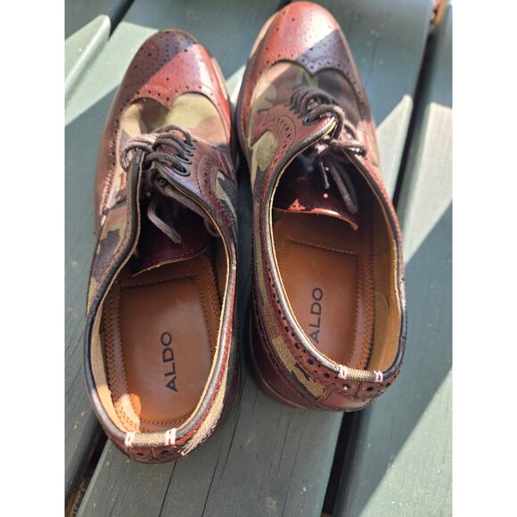 Aldo Wingtip Oxford Dress Shoes Camouflage/Brown Men’s Size 9.5 - Picture 2 of 6